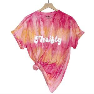 T-SHIRT Tie Dye Pink Yellow Thrifty Size L